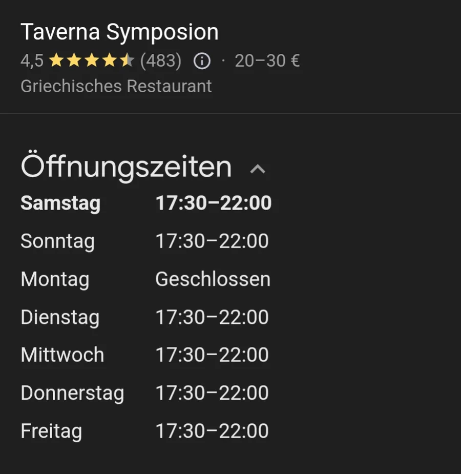 Taverna Symposion – griechisches Restaurant in Leichlingen